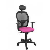 piqueras y crespo silla alocén malla negra asiento similpiel rosa brazos regulables cabecero fijo