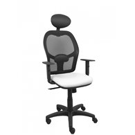 piqueras y crespo silla alocén malla negra asiento similpiel blanco brazos regulables cabecero fijo