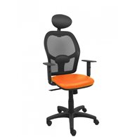 piqueras y crespo silla alocén malla negra asiento similpiel naranja brazos regulables cabecero fijo