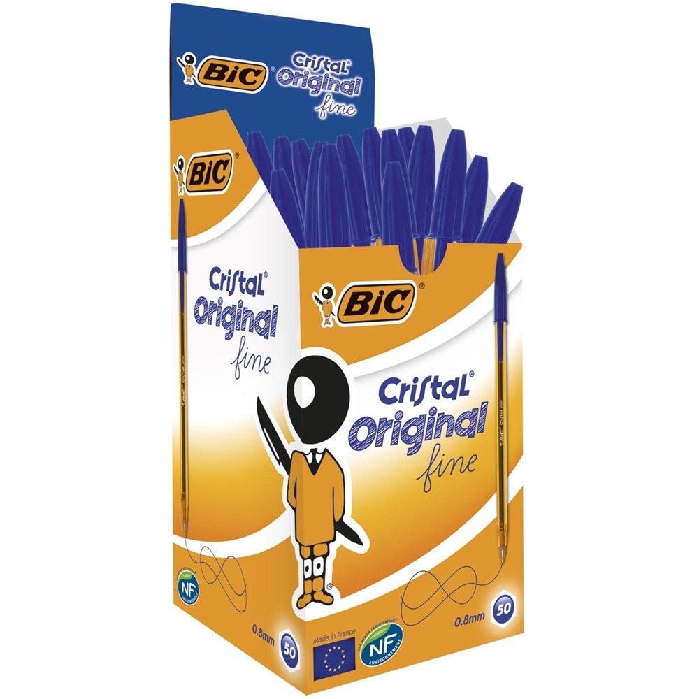 bic 872730 bolígrafo azul fino 50 pieza(s)
