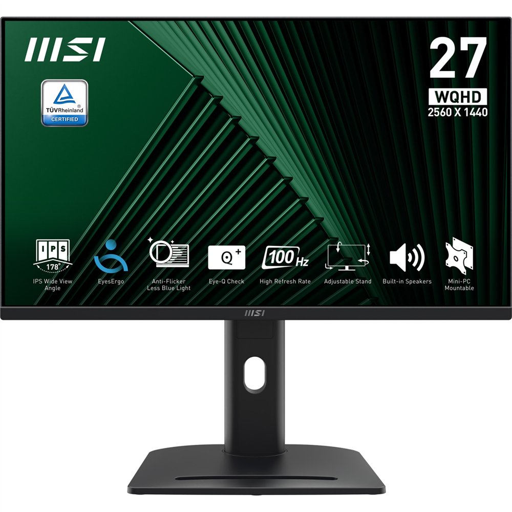 msi pro mp275qpg pantalla para pc 68,6 cm (27") 2560 x 1440 pixeles wide quad hd lcd negro