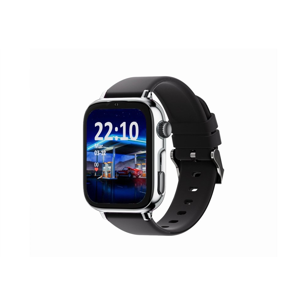 savefamily savewatch plus 2 reloj inteligente para niños 4g esfera plata correa silicona negra