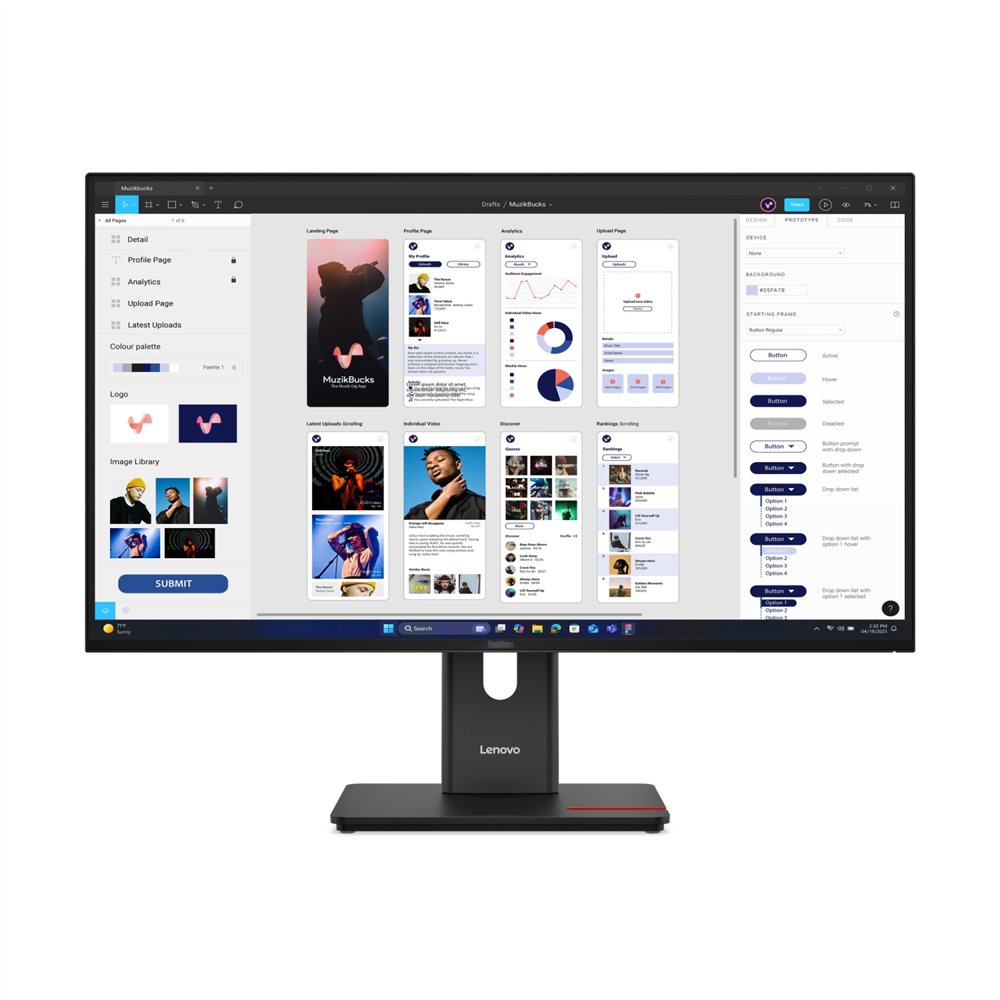 lenovo thinkvision t32ud-40 led display 80 cm (31.5") 3840 x 2160 pixeles 4k ultra hd lcd negro
