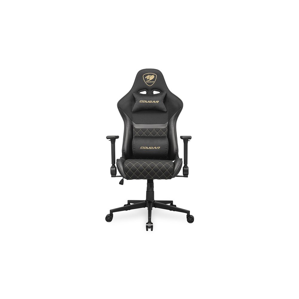 cougar gaming armor one v2 gold f silla para videojuegos universal asiento acolchado tapizado negro, oro