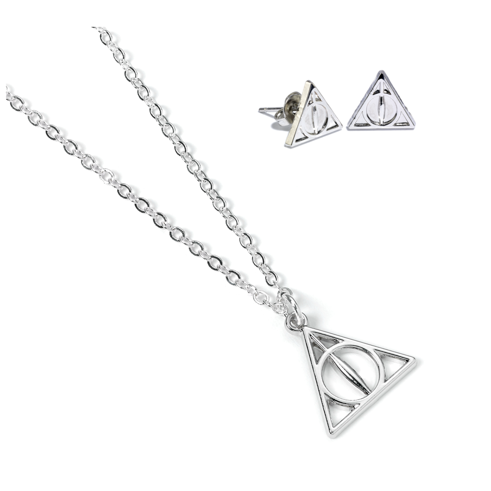 set colgante y pendientes reliquias de la muerte harry potter