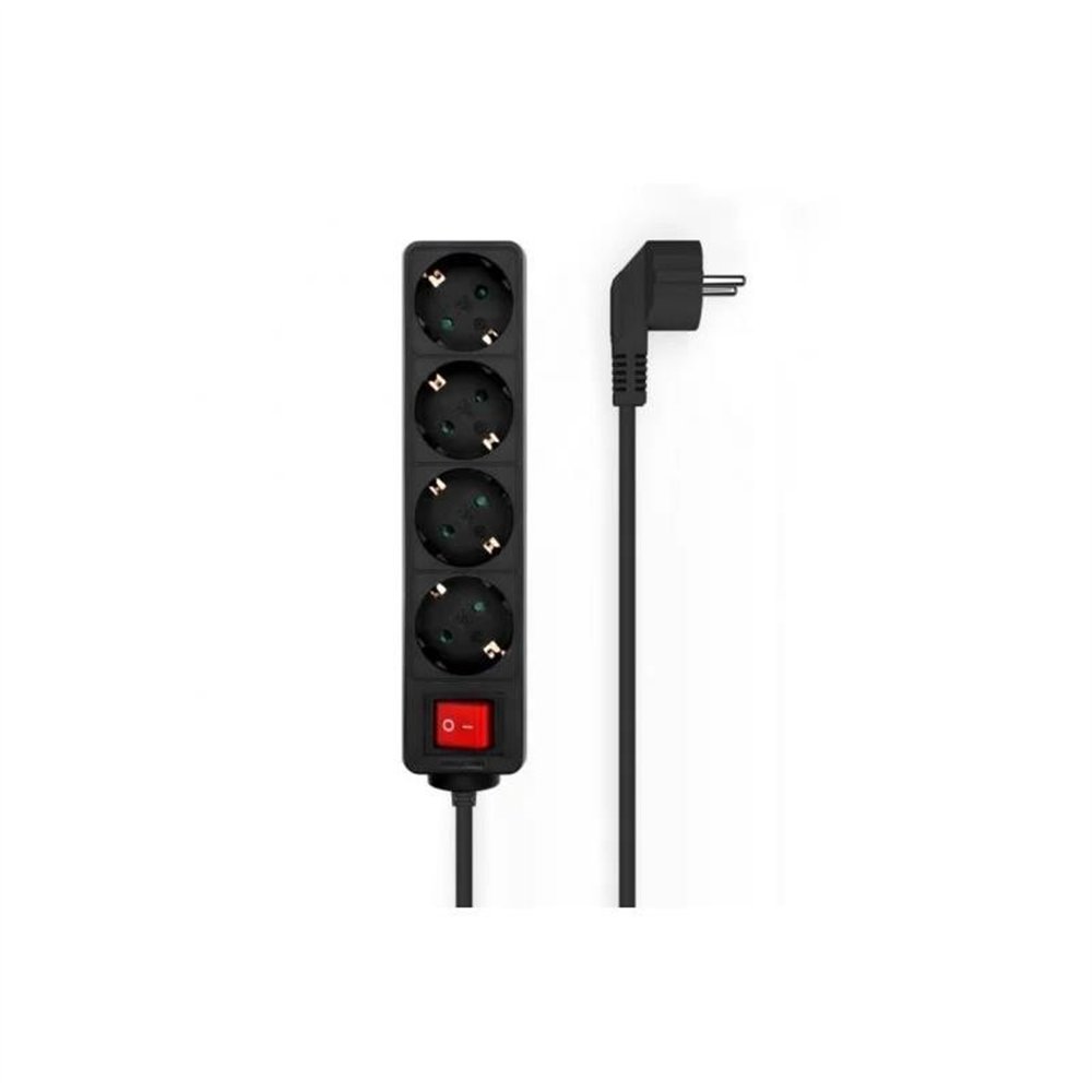 regleta aisens 4 schukos proteccion interruptor 1,4m black