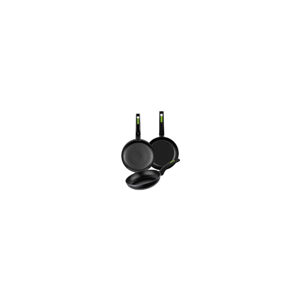 set sartenes monix 18 22 26cm espesor 4mm aluminio forjado con antiadherente mango ergonomico verdes m481241