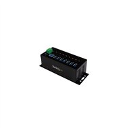 startech.com hub ladrón usb 3.1 de 7 puertos industrial - concentrador usb con protección contra descargas negro