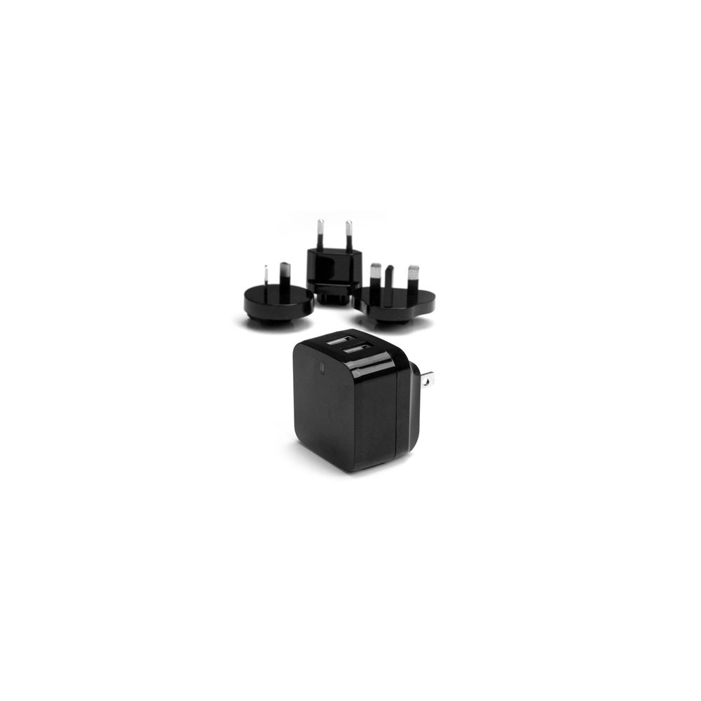 startech.com cargador de pared usb 2.0 de 2 puertos para tablets smartphones - cargador de alta potencia para viajes negro