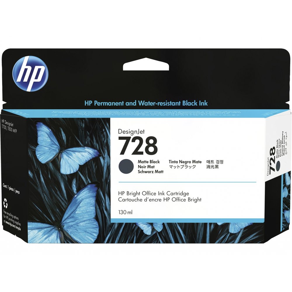 cartucho de tinta hp 728 1 pieza original rendimiento estandar negro mate 3wx25a