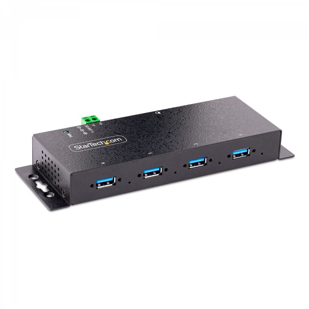 startech.com hub industrial usb 3.0 de 5gbps de 4 puertos - concentrador usb con protección de picos y descargas esd - ladrón us