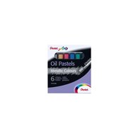 pentel oil pastels pack de 6 pasteles oleo metalicos - blandos, cremosos y de secado lento - colores metalicos surtidos