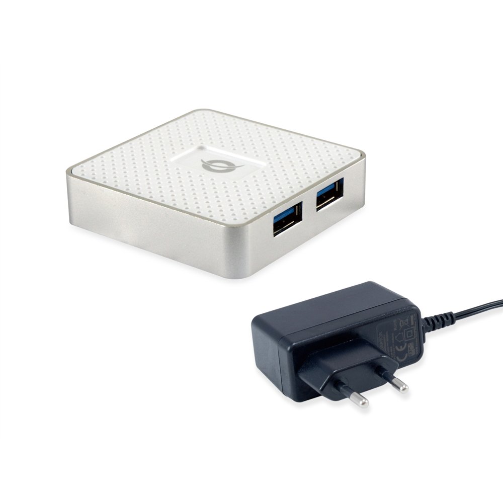 conceptronic hubbies03w hub de interfaz usb 3.2 gen 1 (3.1 gen 1) micro-b 5000 mbit/s blanco