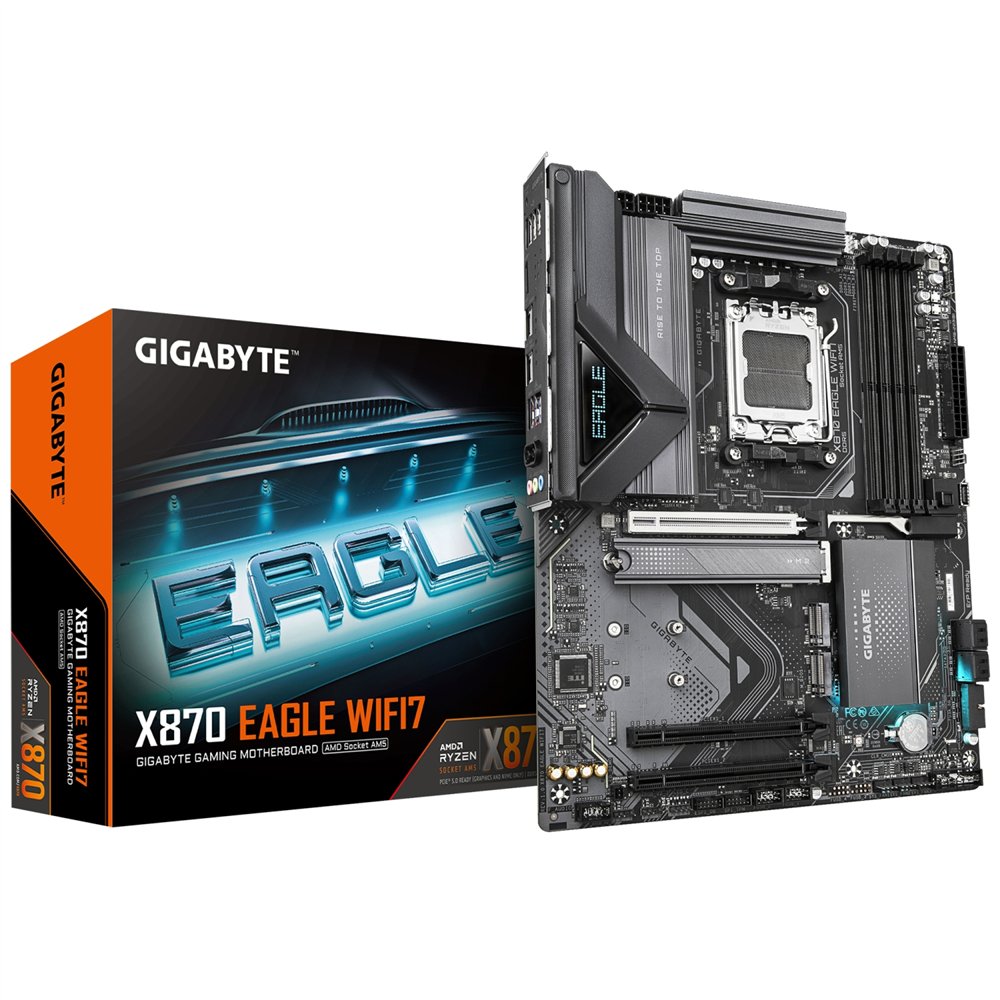 gigabyte x870 eagle wifi7 placa base - compatible con cpus amd ryzen 9000, 14+2+2 fases vrm, hasta 8000mhz ddr5 (oc), 1xpcie 5.0