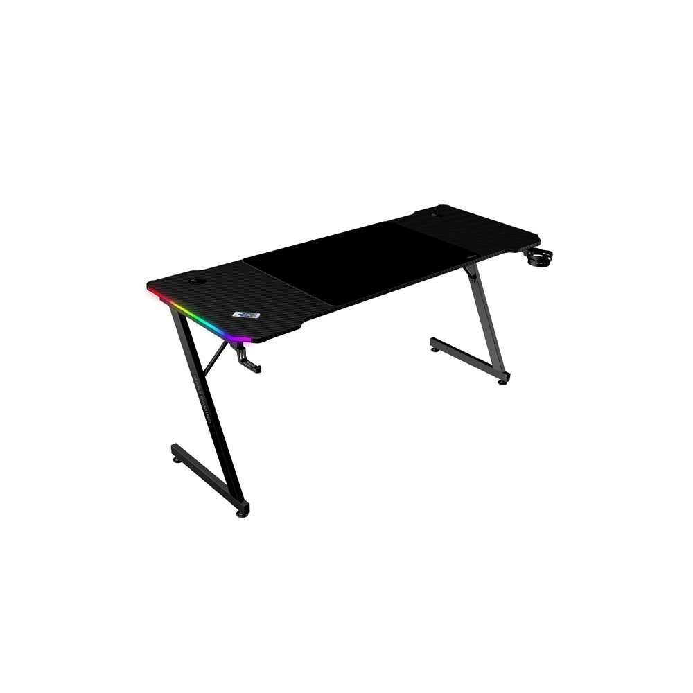 mars gaming mgd-x160rgb, mesa gaming ergonómica, iluminación argb con mando, fibra de carbono, alfombrilla xxl, soporte auricula