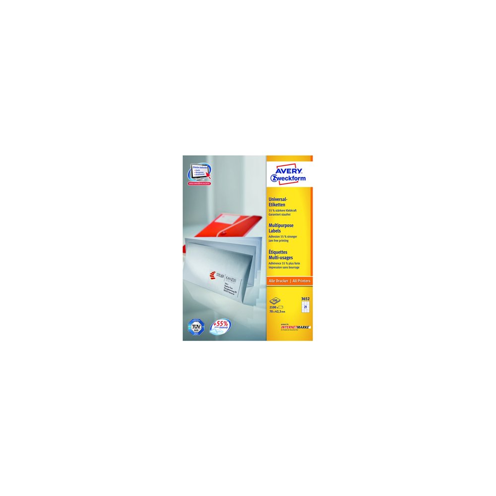 avery 3652z etiqueta autoadhesiva rectángulo blanco 2100 pieza(s)