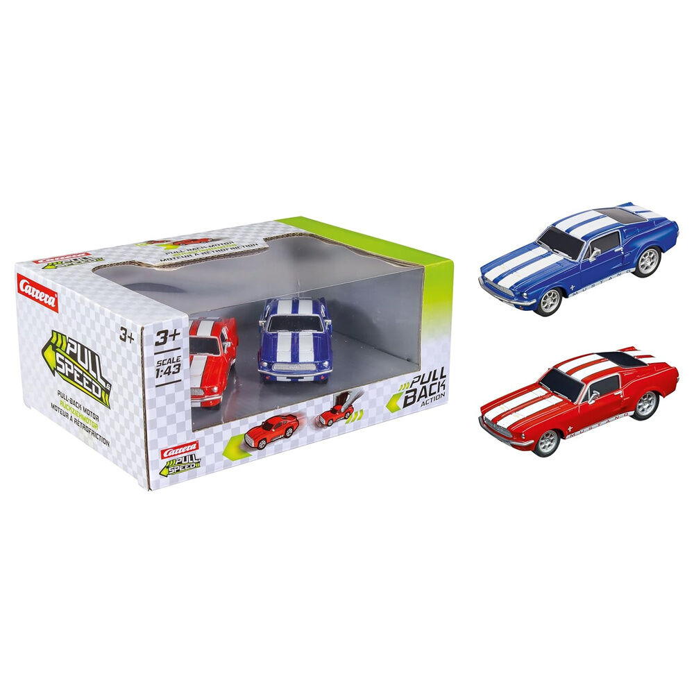 blister 2 coches ford mustang 67 twinpack pull back