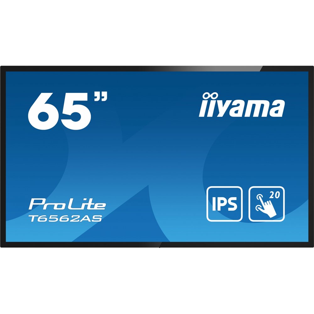 iiyama t6562as-b1 pantalla de señalización panel plano interactivo 163,8 cm (64.5") ips 500 cd / m² 4k ultra hd negro pantalla t