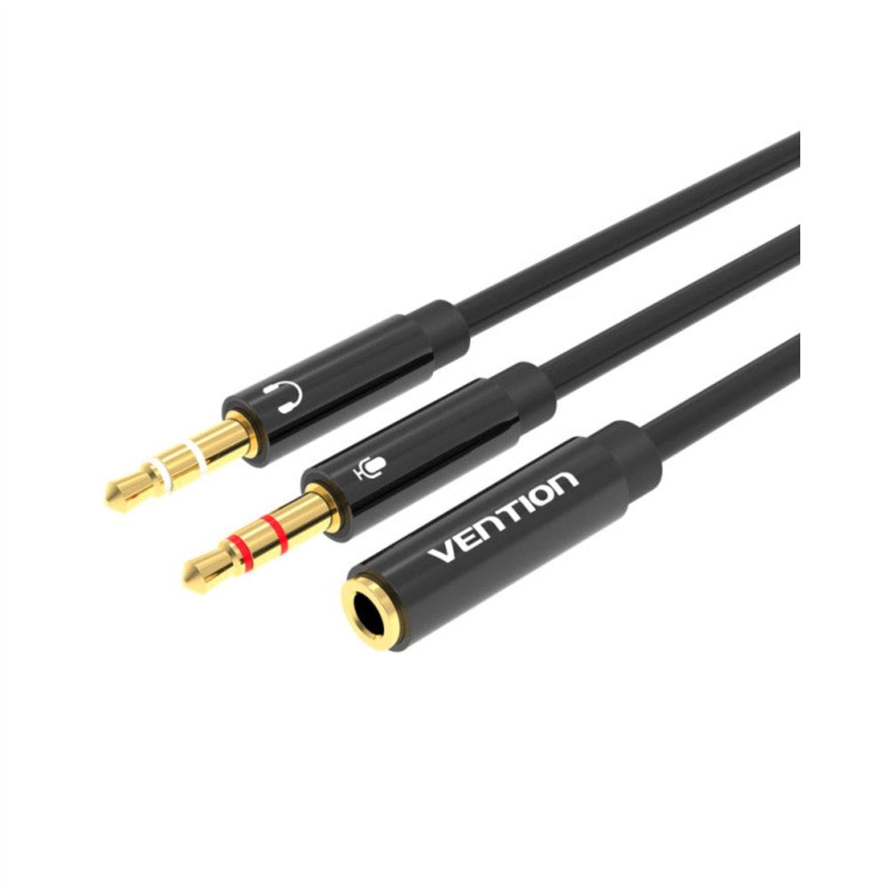 vention cable estéreo bbtby/ 2x jack 3.5 macho - jack 3.5 hembra/ 30cm/ negro