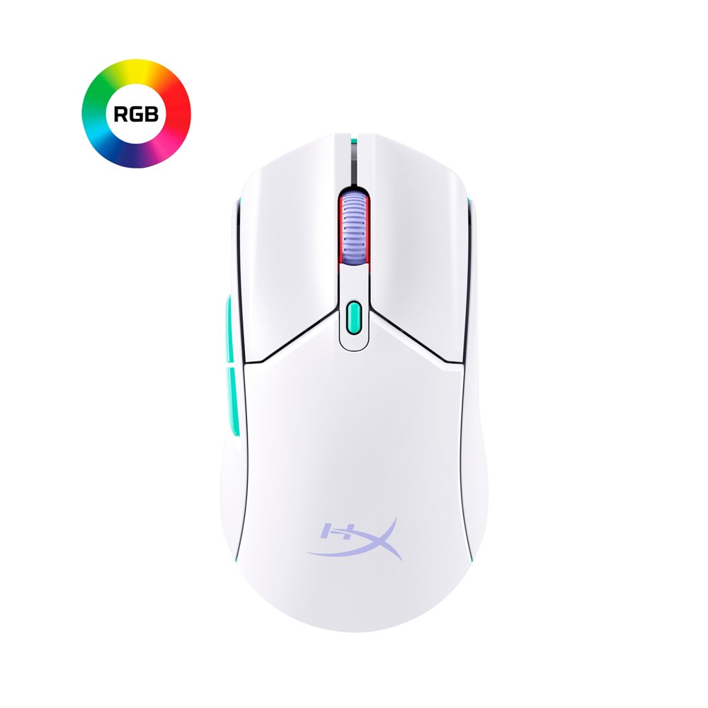 hyperx pulsefire haste 2 core inalámbricos: ratón gaming (blanco/verde/púrpura)