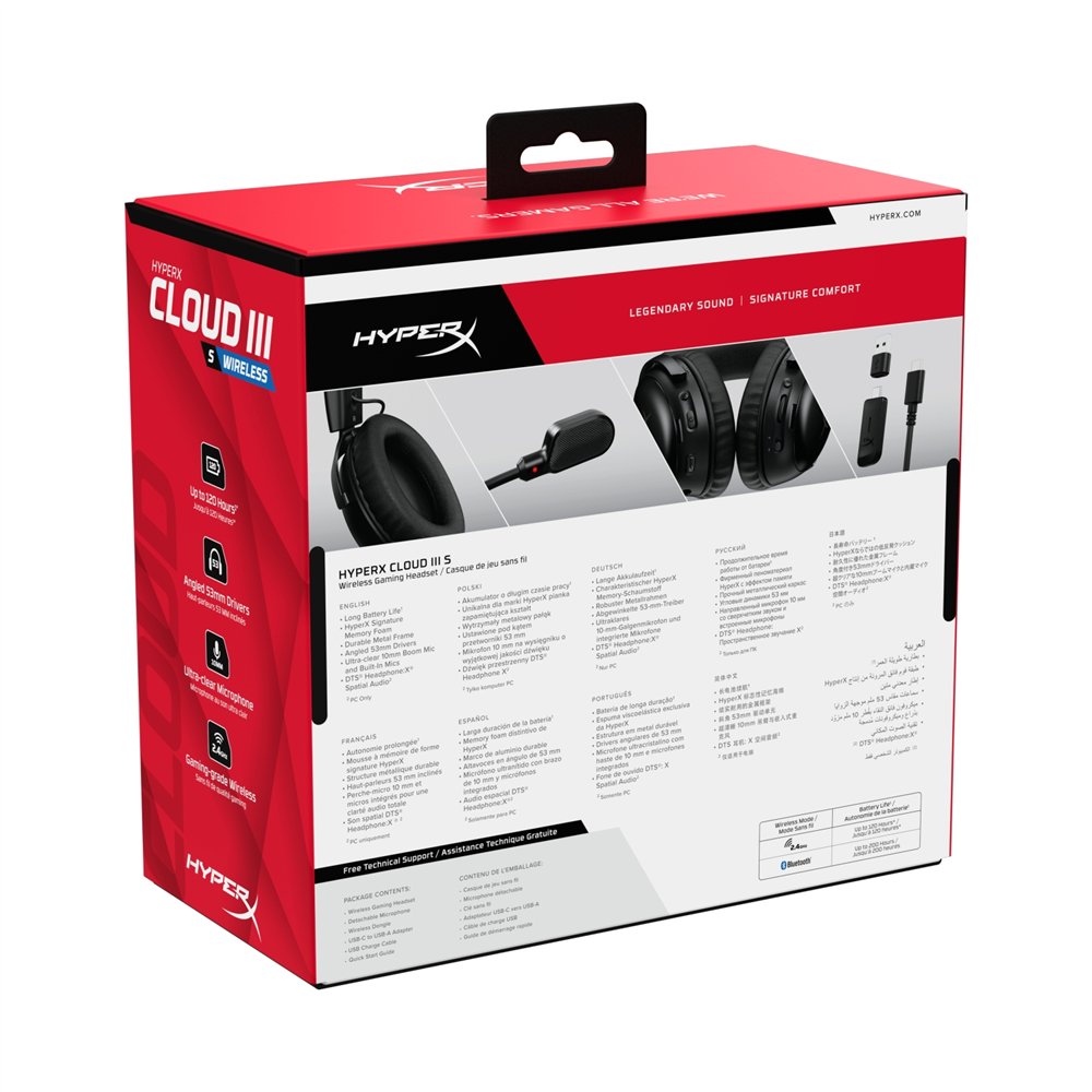 hyperx auriculares gaming inalámbricos cloud iii s negros