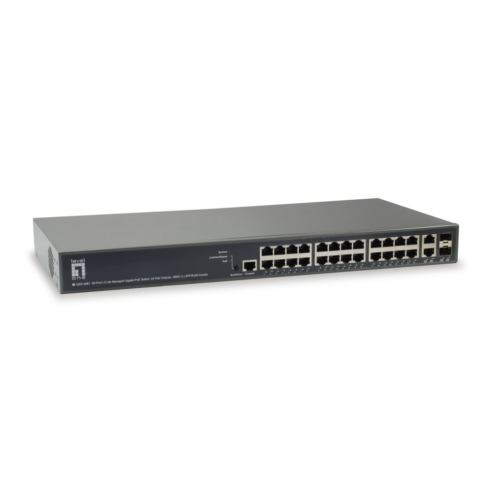 levelone gep-2681 switch gestionado l3 gigabit ethernet (10/100/1000) energía sobre ethernet (poe) negro