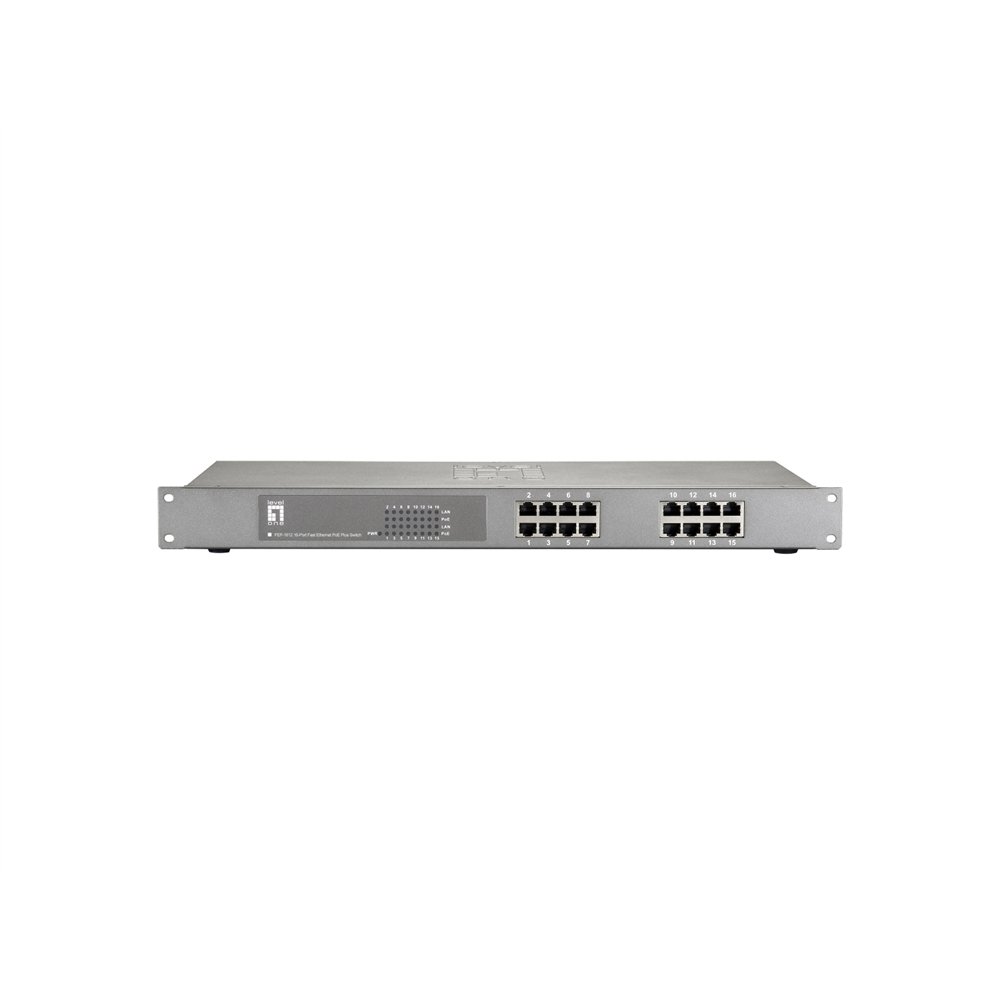levelone fep-1612w380 switch fast ethernet (10/100) energía sobre ethernet (poe) gris