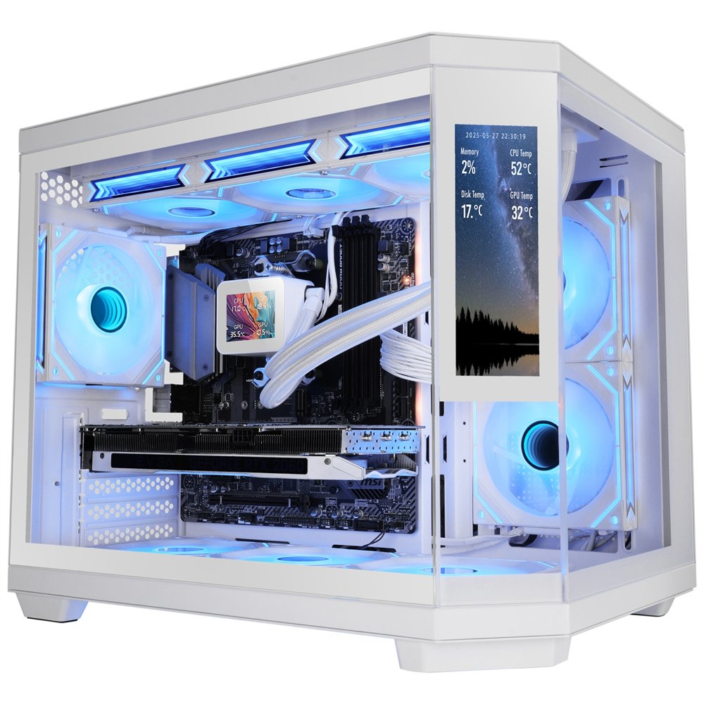 mars gaming mc3tcorelcdmw carcasa de ordenador mini tower blanco