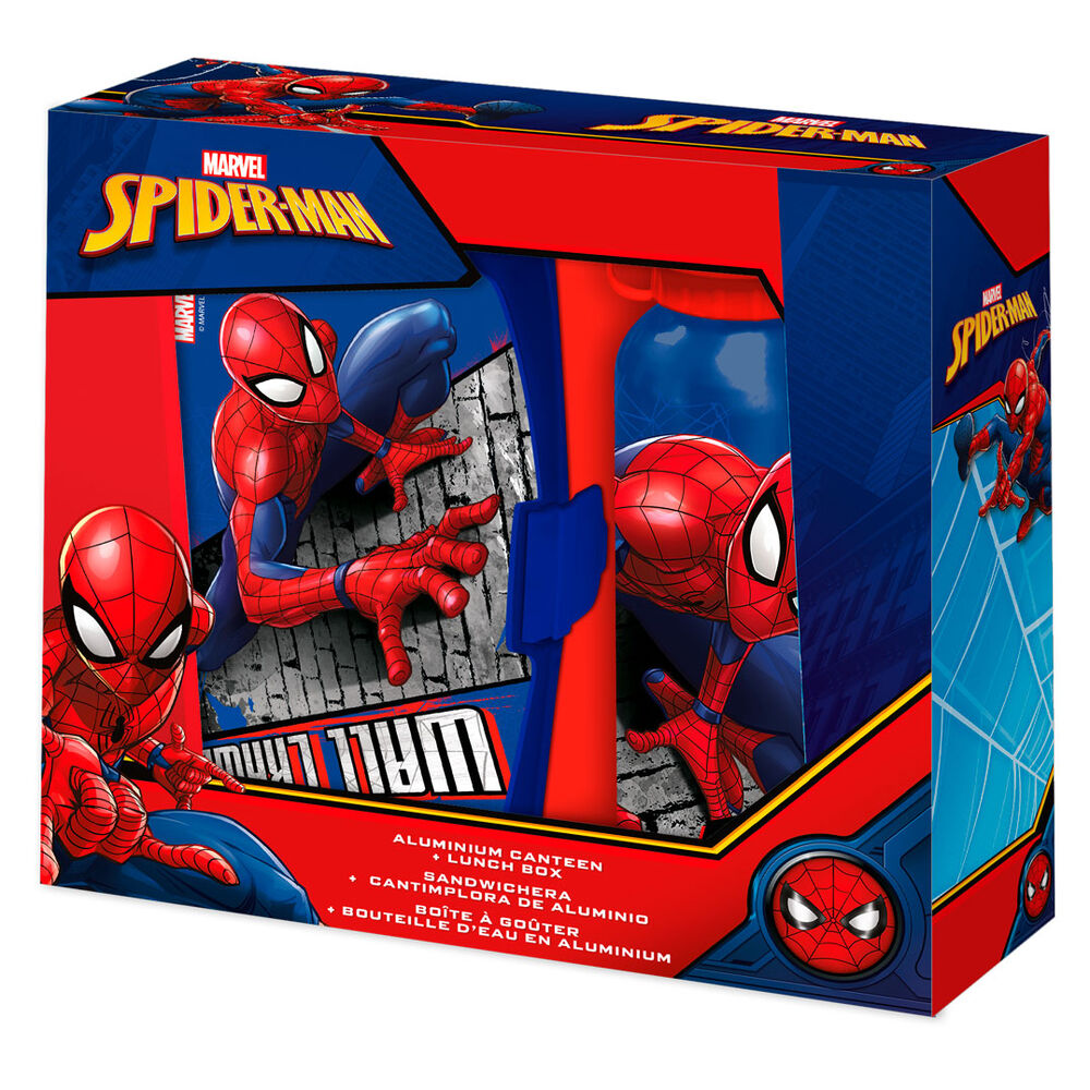 set cantimplora + sandwichera spiderman marvel 500ml