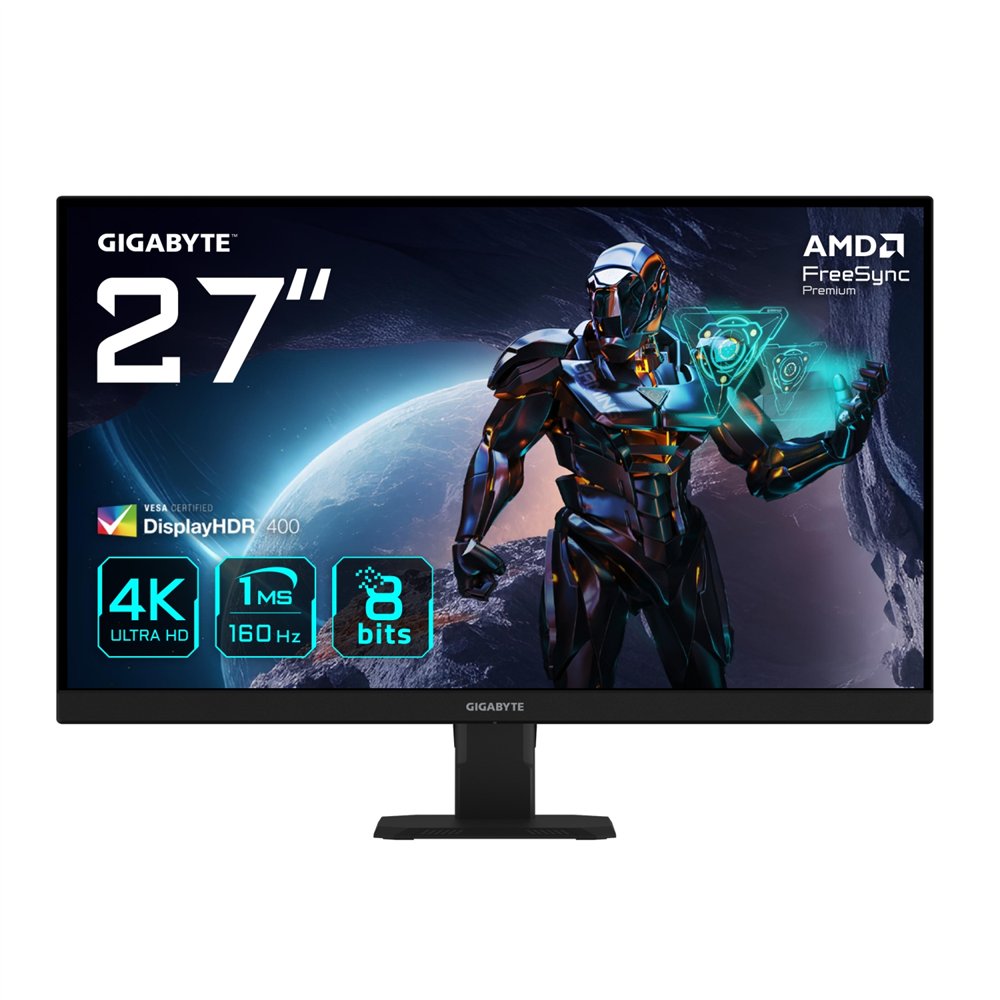 gigabyte gs27u 27" monitor de juegos uhd - 3840 x 2160, 160hz, 1ms, 350 cd/m², display hdr400, hdmi 2.1, displayport 1.4
