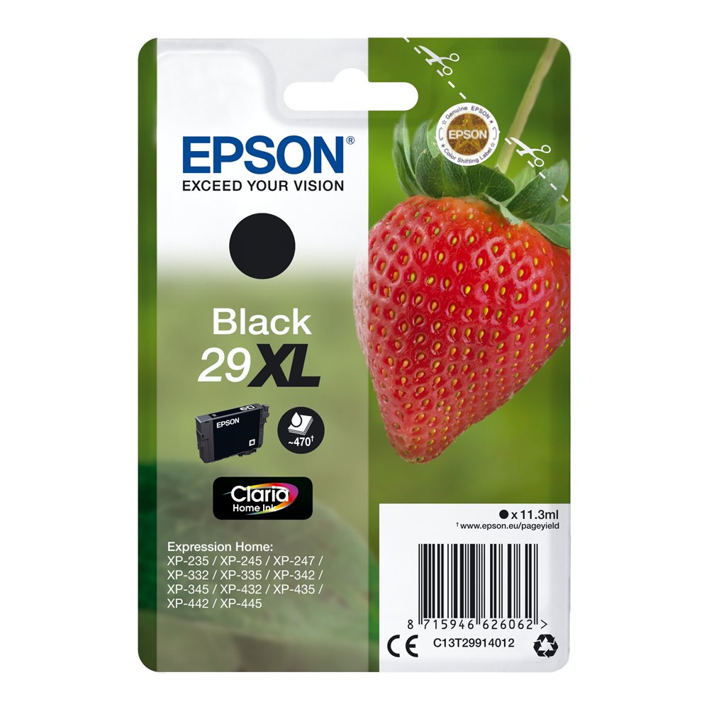 epson strawberry cartucho de tinta singlepack black 29xl claria home ink