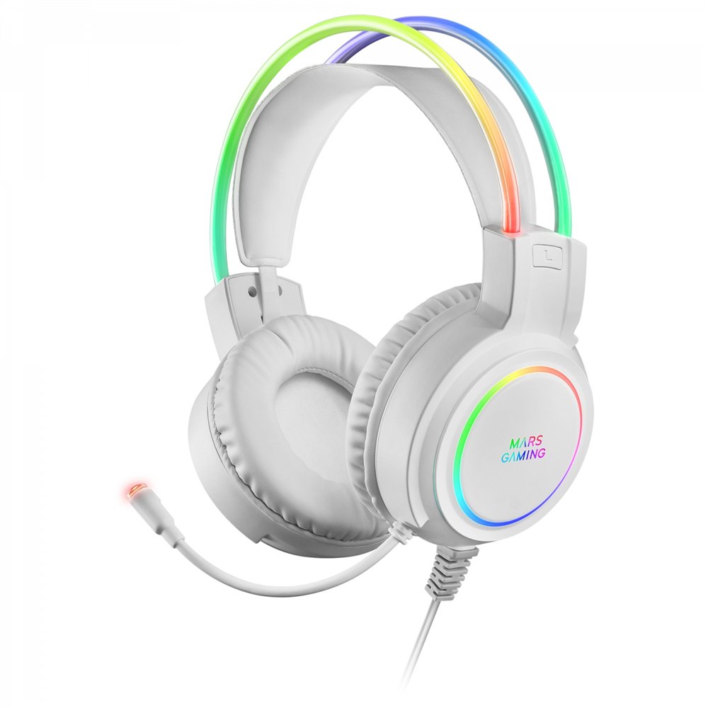 mars gaming auriculares diadema chroma rgb flow micrófono sonido espacial blanco