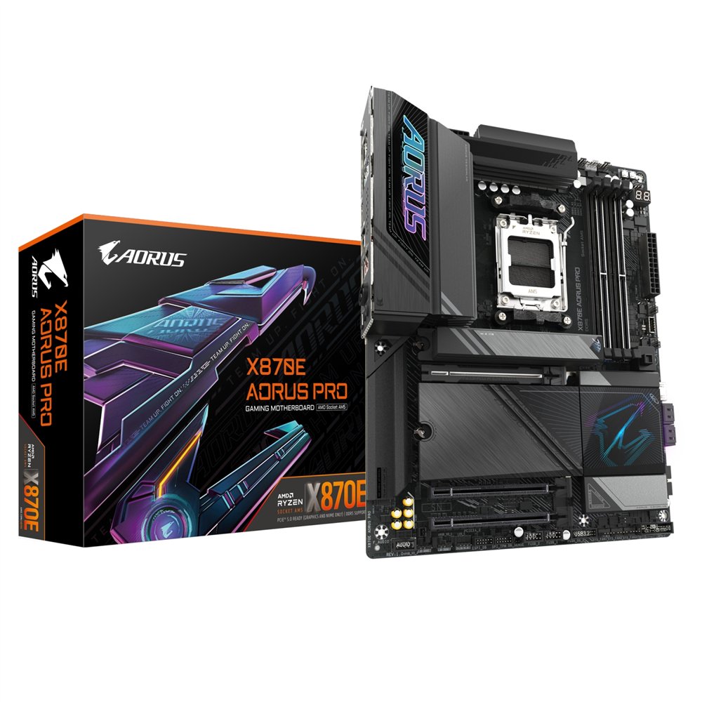 gigabyte x870e aorus pro placa base - compatible con cpus amd ryzen 9000, 16+2+2 fases vrm digitales, hasta 8000mhz ddr5 (oc), 3