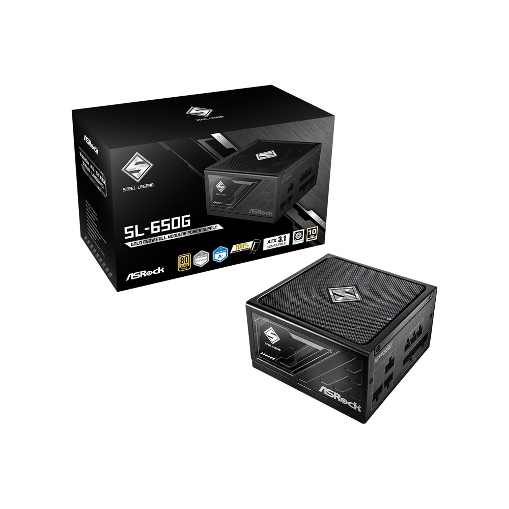 asrock sl-650g steel legend unidad de fuente de alimentación 650 w 20+4 pin atx atx negro
