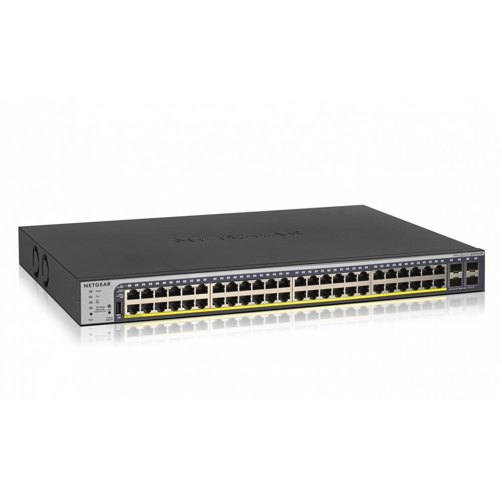 netgear gs752tp-300eus switch gestionado l2/l3/l4 gigabit ethernet (10/100/1000) energí­a sobre ethernet (poe) 1u negro