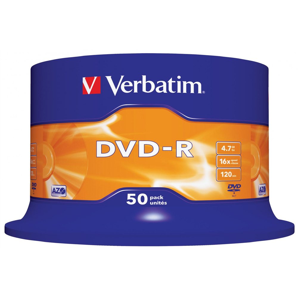 dvd-r verbatim 50 unidades 4.7gb 16x 43548