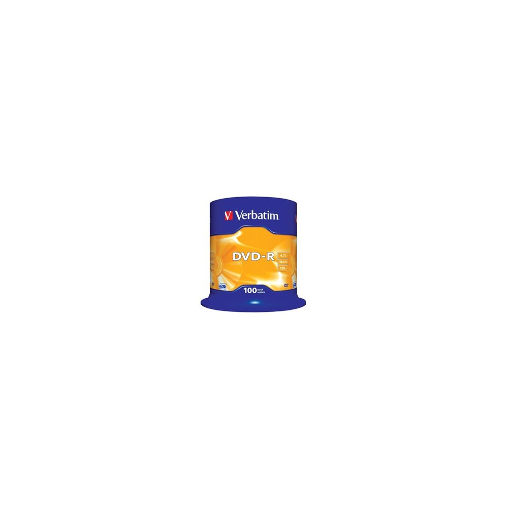 100 unidades dvd-r verbatim advanced azo 16x 4.7gb tarrina 43549