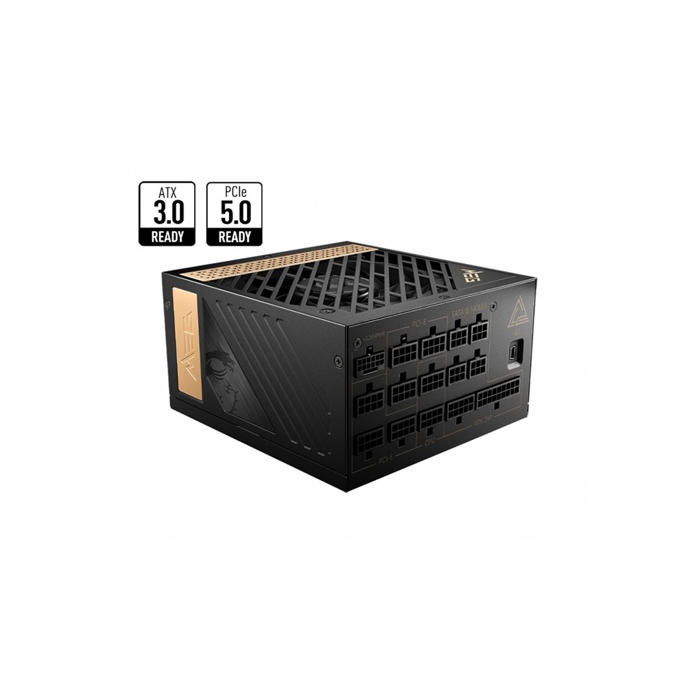 msi meg ai1300p pcie5 unidad de fuente de alimentación 1300 w 24-pin atx atx negro