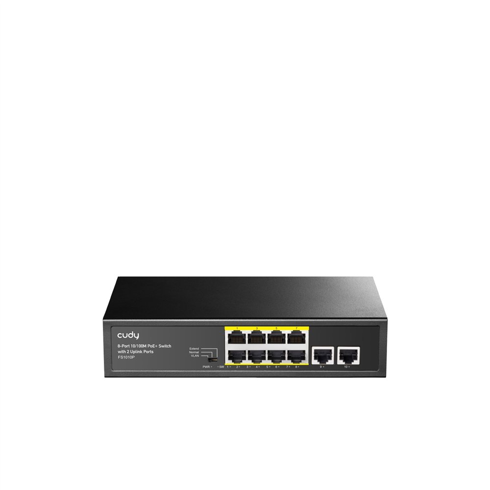 cudy fs1010p switch fast ethernet (10/100) energí­a sobre ethernet (poe) negro