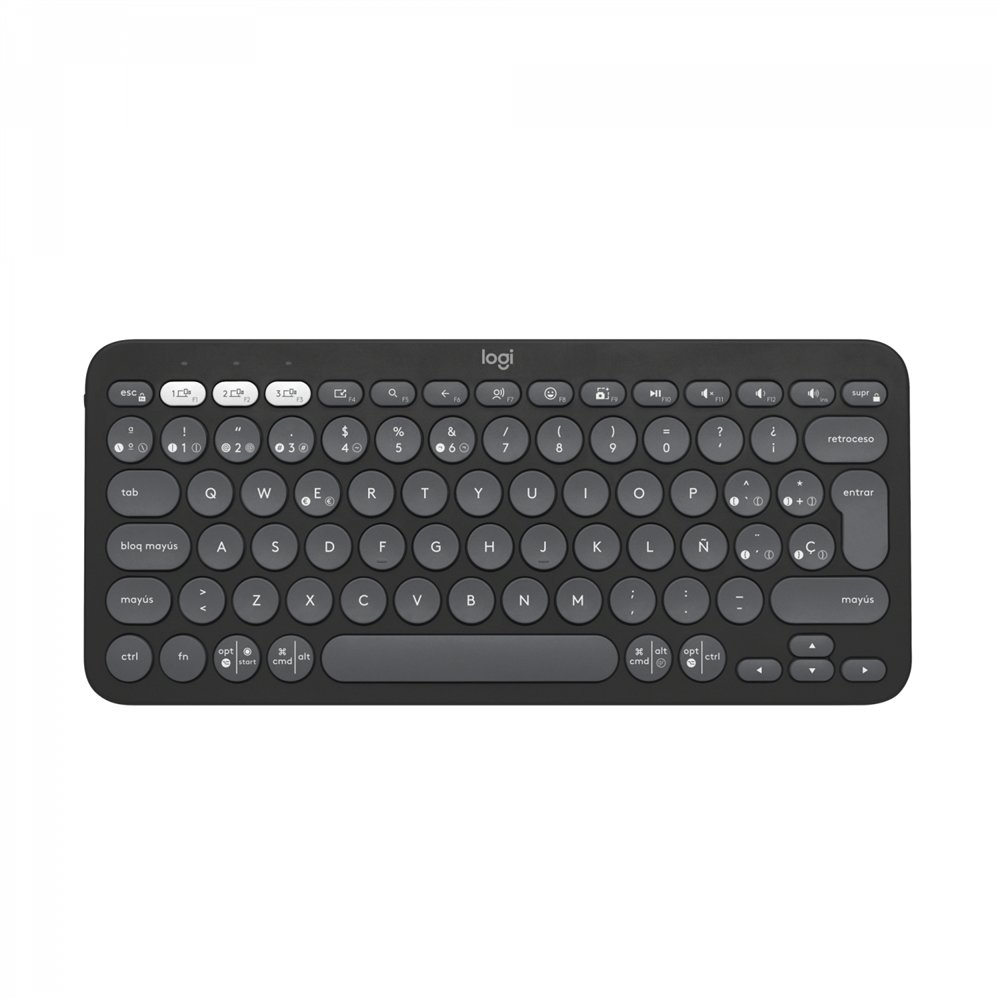 logitech pebble keys 2 k380s teclado rf wireless + bluetooth qwerty español grafito