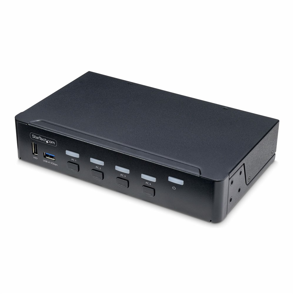startech.com switch kvm de 4 puertos displayport para un monitor - 4k 60hz - hub ladrón de 6 puertos usb - taa - displayport 1.2
