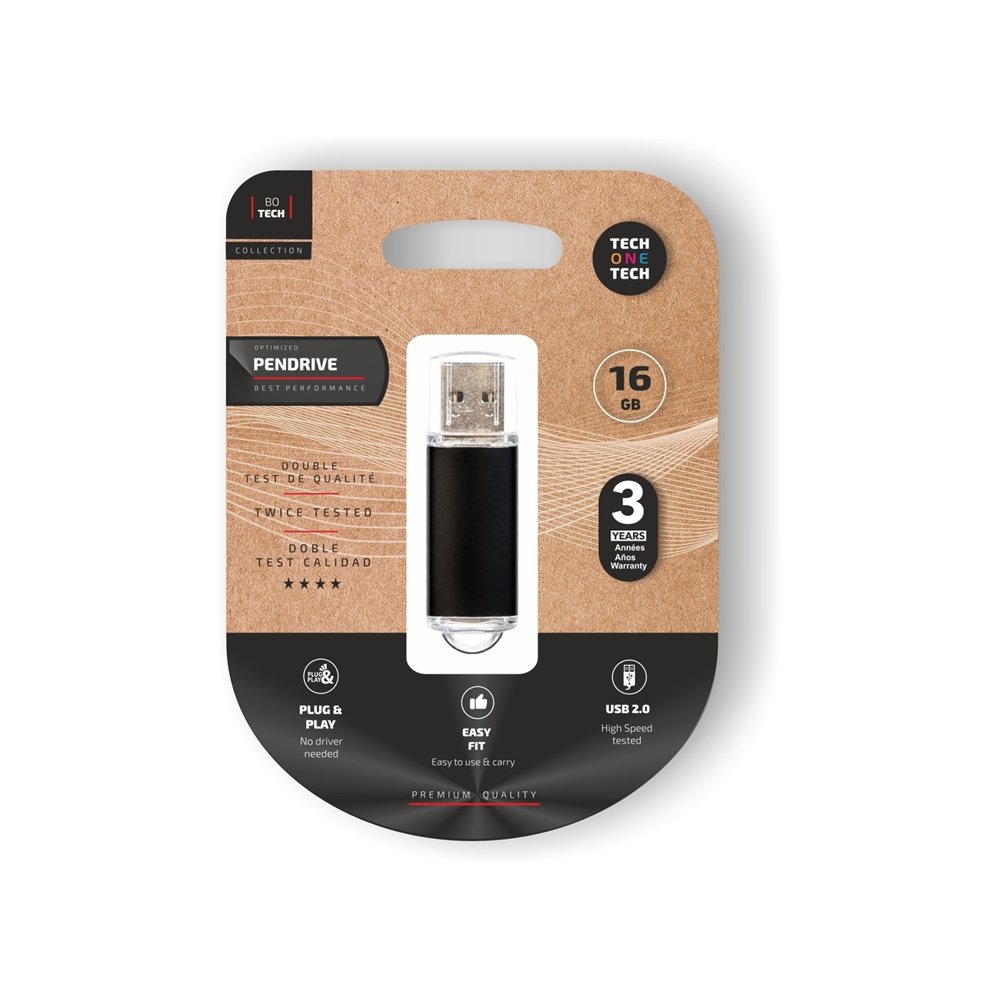 tech one tech tec3006-16 unidad flash usb 16 gb usb tipo a 2.0 negro
