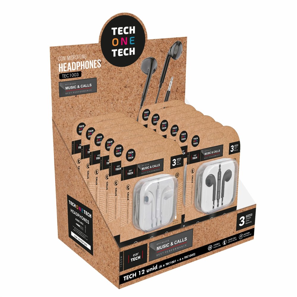 tech one tech pack ahorro auriculares eartech 12 unid jack (6+6)