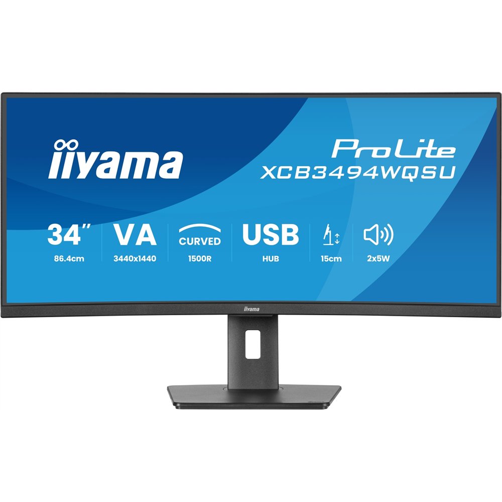 iiyama prolite xcb3494wqsu-b1 pantalla para pc 86,4 cm (34") 3440 x 1440 pixeles ultrawide quad hd led negro