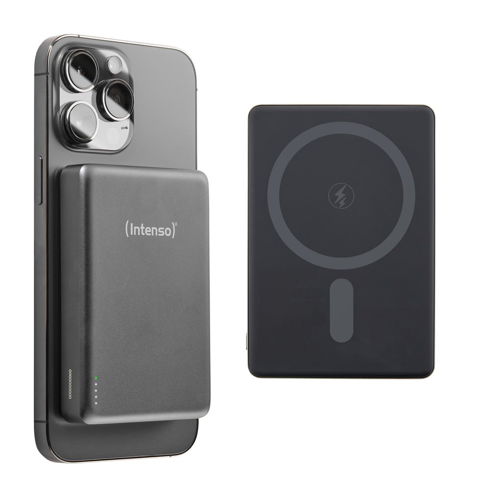 intenso batería externa magnética mw10000 10000 mah – compatible con magsafe, carga inalámbrica 15w, usb-c pd 20w, para iphone y