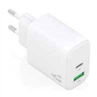 aisens cargador gan 45w, 1xusb-c pd3.0 qc4.0, 1xusb-a qc3.0, blanco