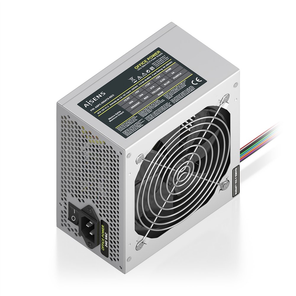 aisens fuente alimentacion atx 500w oem, plata
