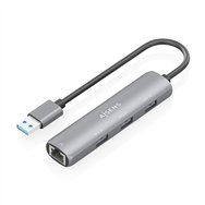 aisens usb3.0 dock usb-a a ethernet gigabit + hub 3xusb-a, gris, 15cm