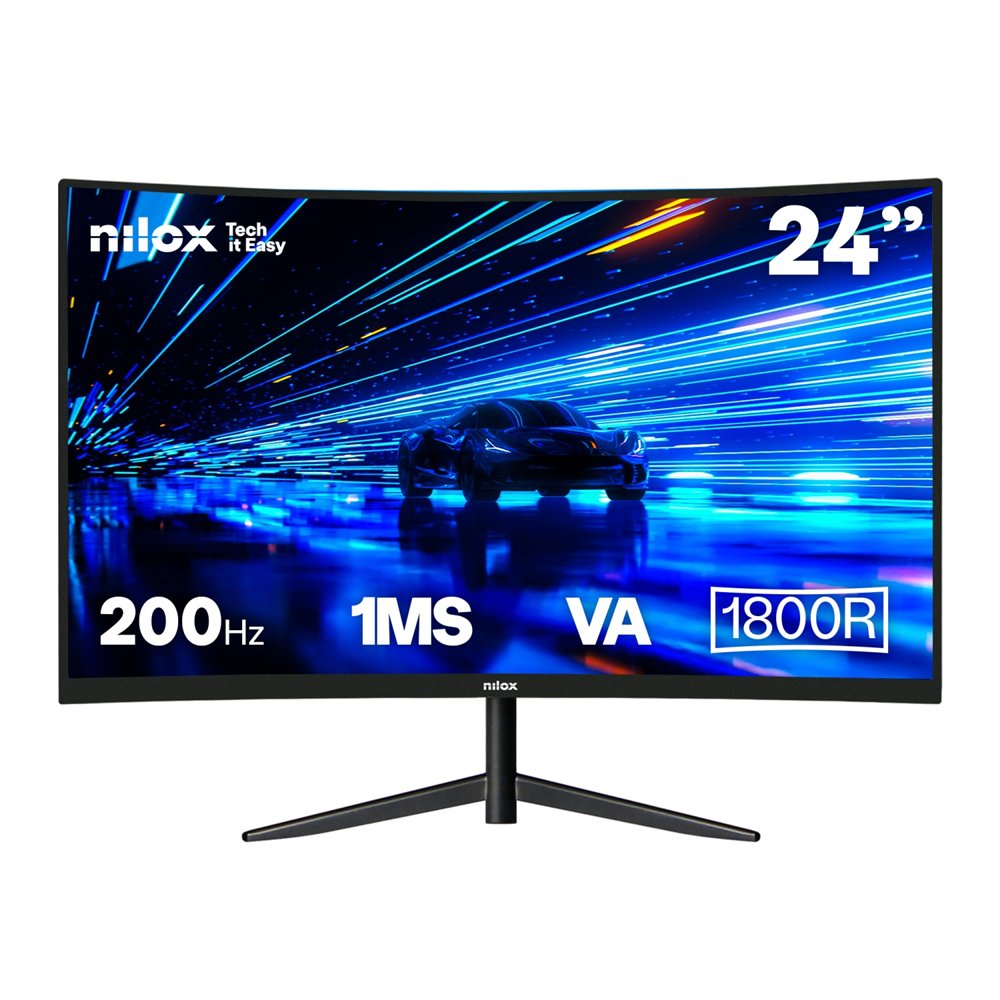 nilox monitor 23 8 curvo 200hz hdmi dp pantalla para pc 60,5 cm (23.8") 1920 x 1080 pixeles full hd lcd negro