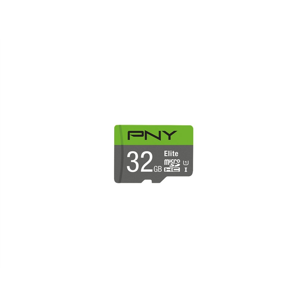 memoria microsdhc pny 32gb elite 100mb/s con adaptador negro verde gris p-sdu32gu185gw-ge